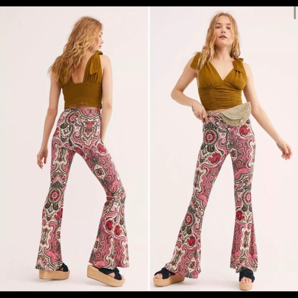 FREE PEOPLE PINK FLARE PANTS !!!